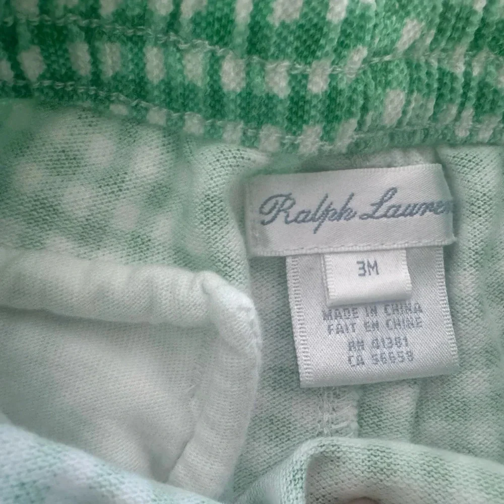 Ralph Lauren boys green gingham shorts size 3 months